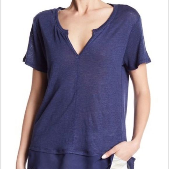 Sanctuary Linen blue Mixed Media Tee size small - Picture 1 of 7